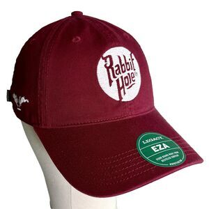 Legacy RABBIT HOLE Whiskey Bourbon Cap Hat Maroon Red Logo Embroidered Strapback